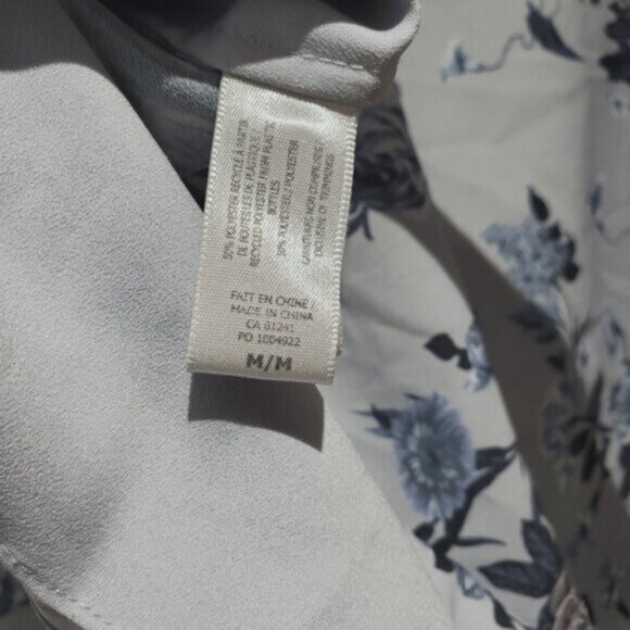 Contemporaine Par Simons- Button Down Boho Chic Loose Floral Poer Sleeved Blouse - Picture 10 of 13